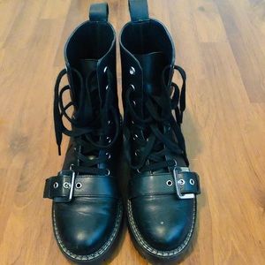 Black combat boots